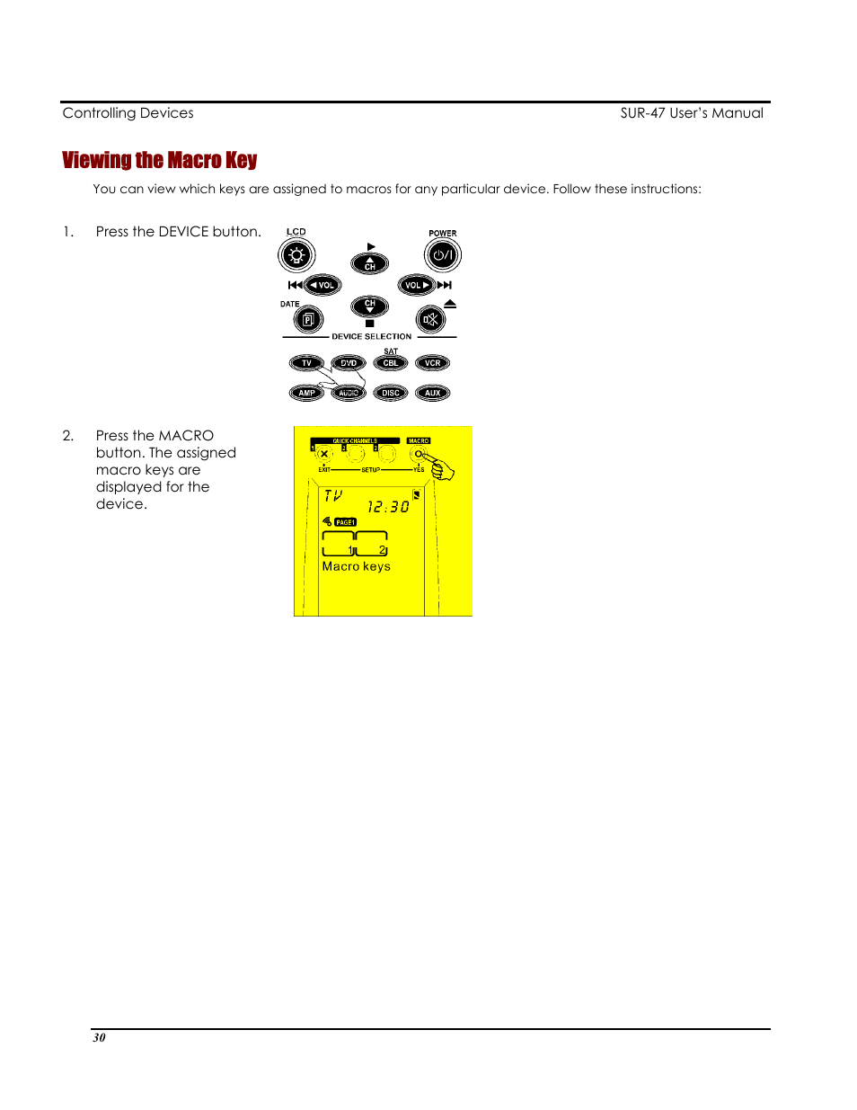 Viewing the macro key | Sima Products Sima SUR-47 User Manual | Page 34 / 42