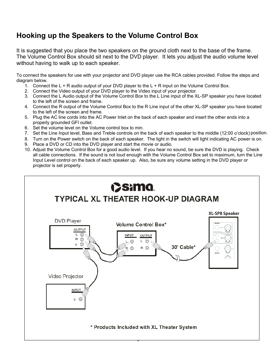 Hooking up the speakers to the volume control box | Sima Products XL-8 User Manual | Page 16 / 24