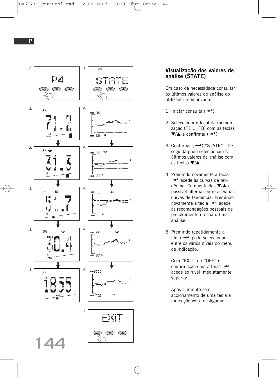 Visualização dos valores de análise (state) | SOEHNLE Body Balance Slim Design FT 5 User Manual | Page 144 / 400