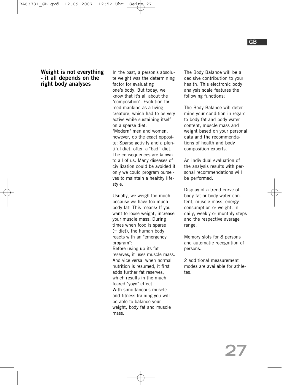 SOEHNLE Body Balance Slim Design FT 5 User Manual | Page 27 / 400