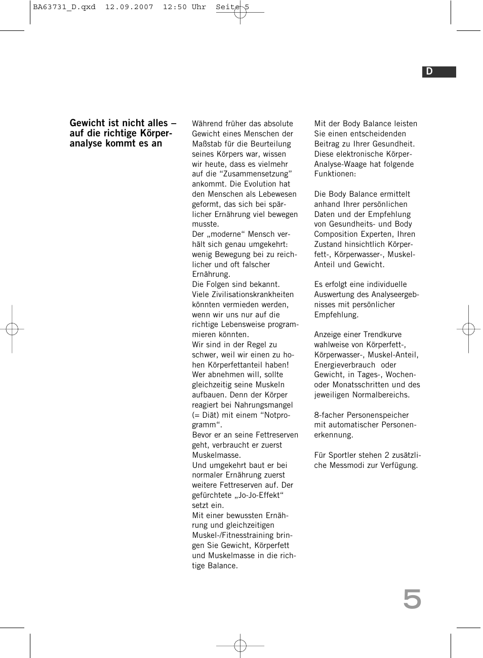 SOEHNLE Body Balance Slim Design FT 5 User Manual | Page 5 / 400