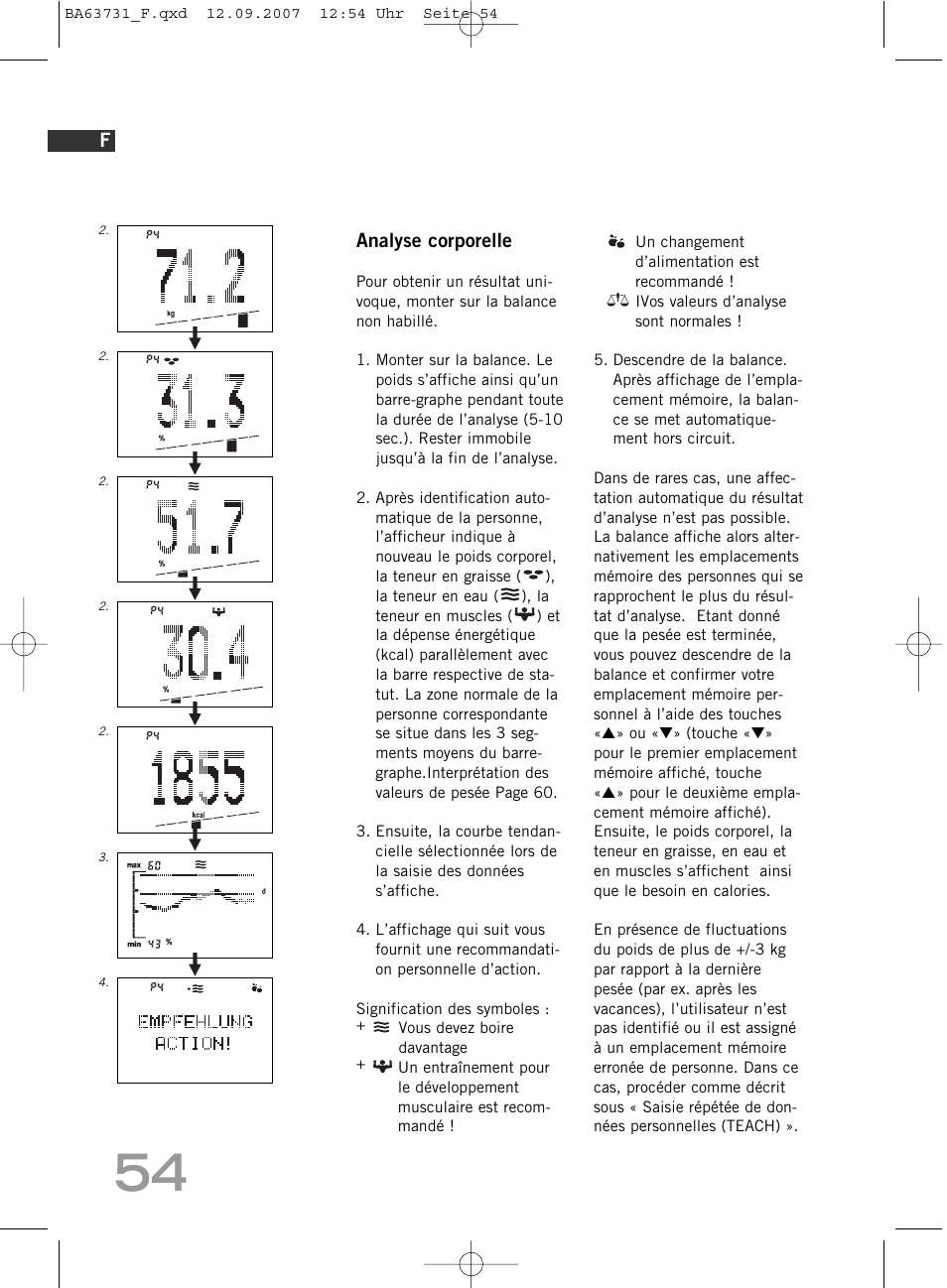 Analyse corporelle | SOEHNLE Body Balance Slim Design FT 5 User Manual | Page 54 / 400