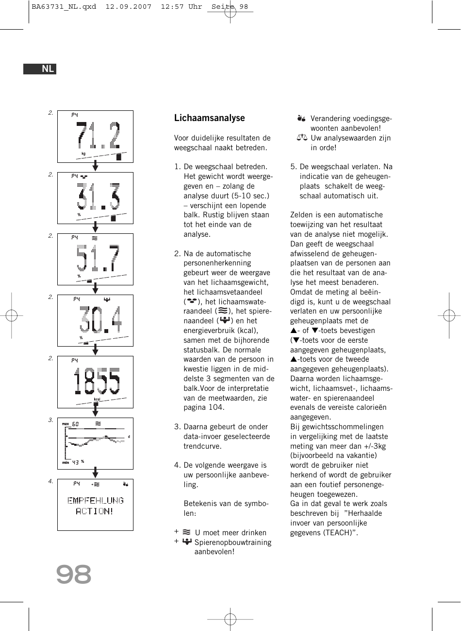 Lichaamsanalyse | SOEHNLE Body Balance Slim Design FT 5 User Manual | Page 98 / 400