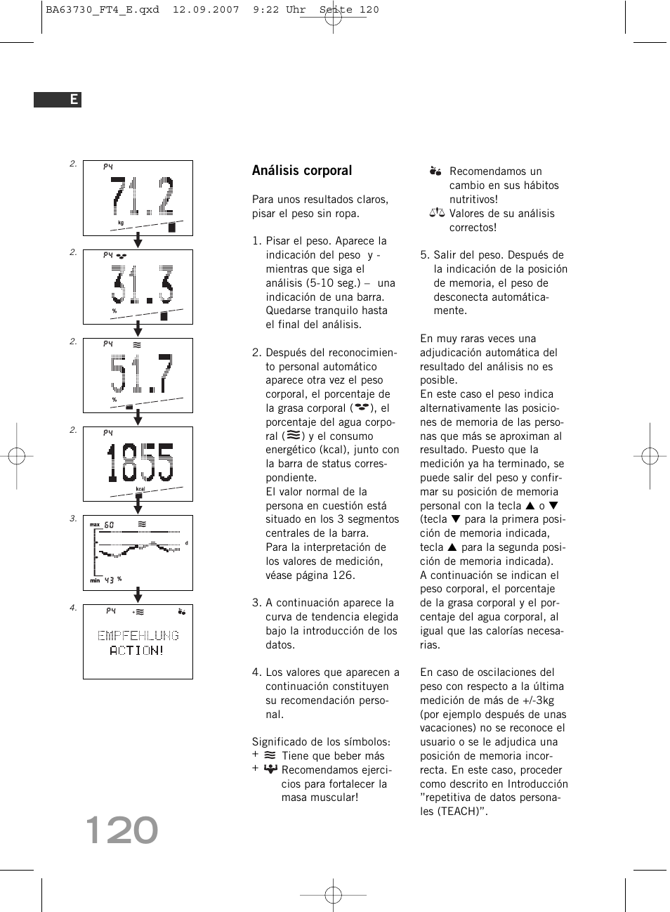 Análisis corporal | SOEHNLE Body Balance Slim Design FT4 User Manual | Page 120 / 400