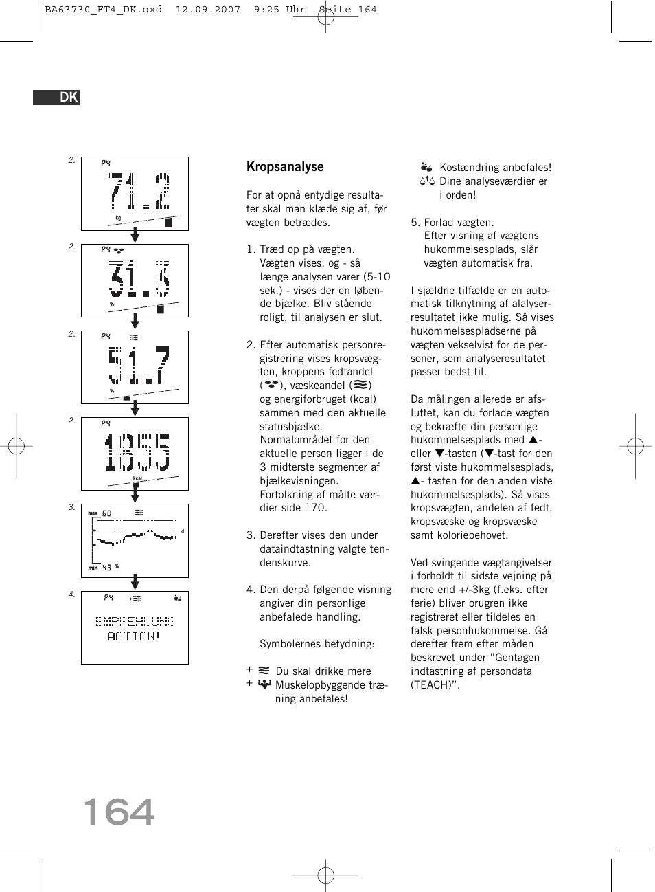 Kropsanalyse | SOEHNLE Body Balance Slim Design FT4 User Manual | Page 164 / 400
