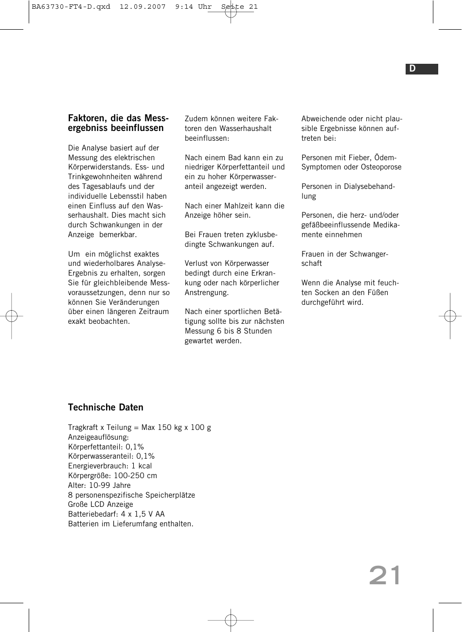 SOEHNLE Body Balance Slim Design FT4 User Manual | Page 21 / 400