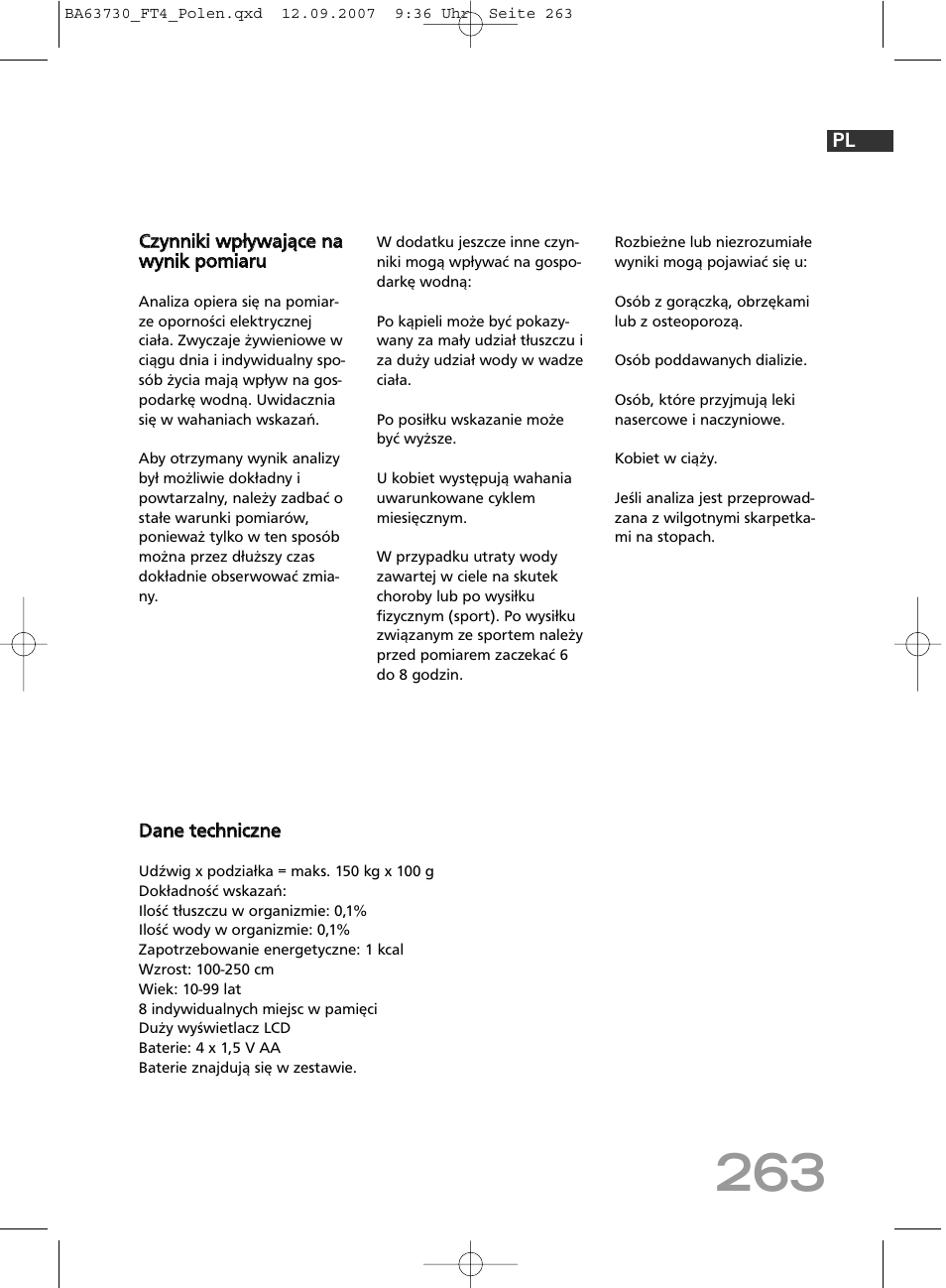 SOEHNLE Body Balance Slim Design FT4 User Manual | Page 263 / 400