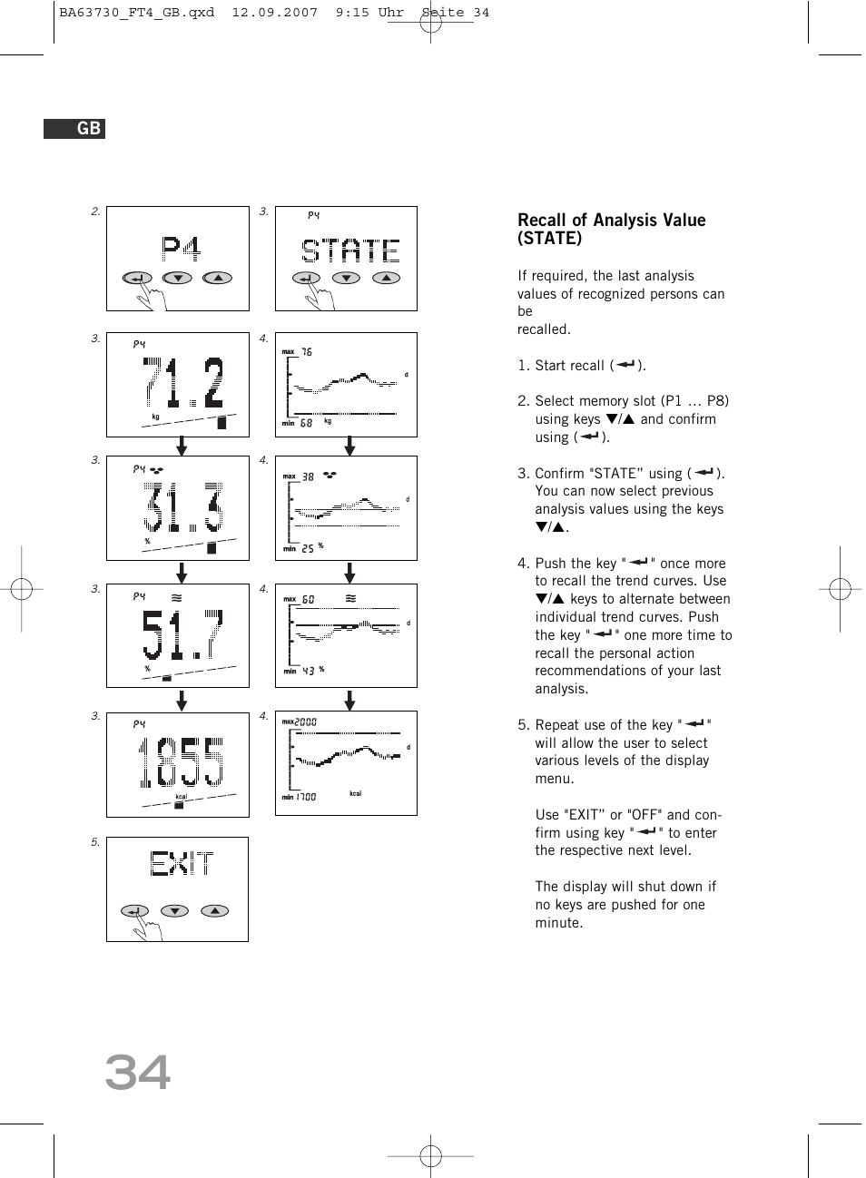 Recall of analysis value (state) | SOEHNLE Body Balance Slim Design FT4 User Manual | Page 34 / 400