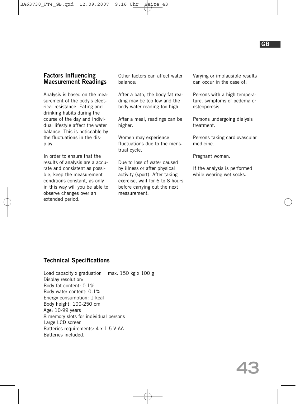 SOEHNLE Body Balance Slim Design FT4 User Manual | Page 43 / 400