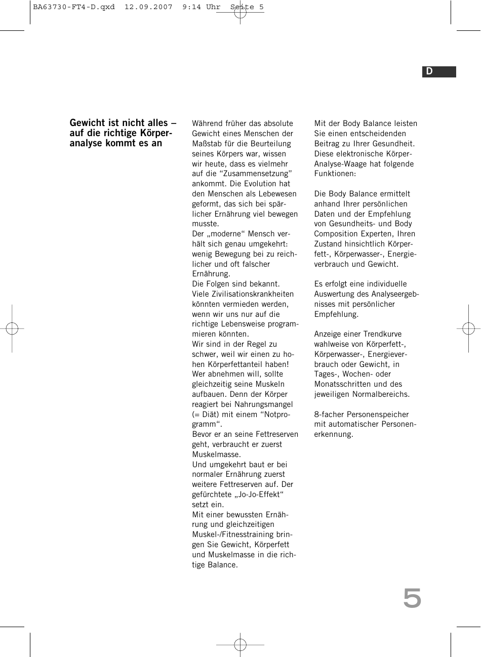 SOEHNLE Body Balance Slim Design FT4 User Manual | Page 5 / 400