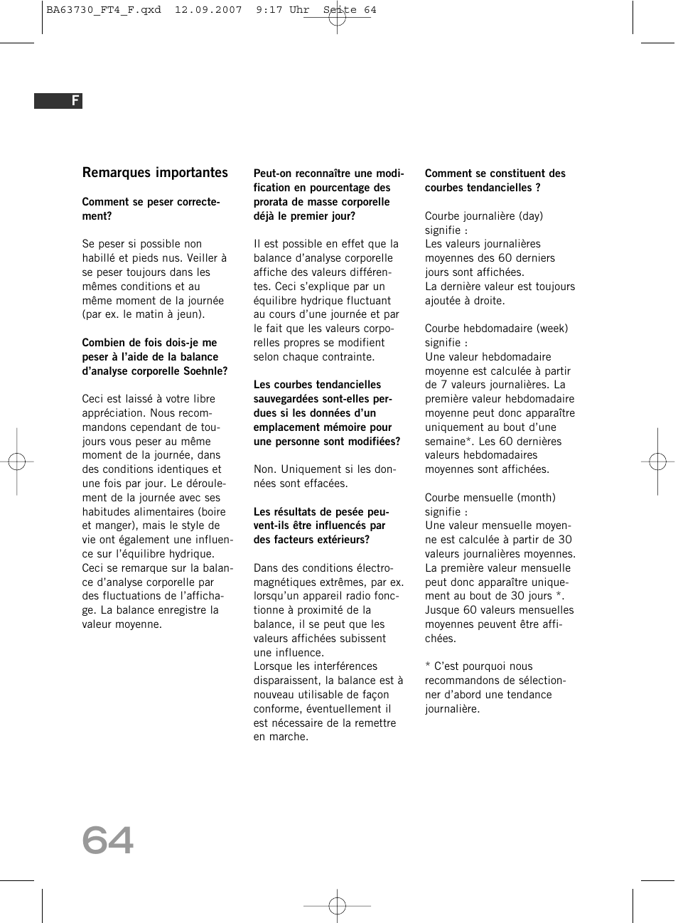 SOEHNLE Body Balance Slim Design FT4 User Manual | Page 64 / 400
