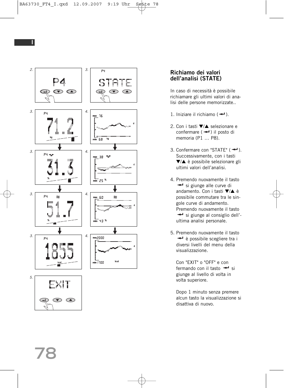 Richiamo dei valori dell’analisi (state) | SOEHNLE Body Balance Slim Design FT4 User Manual | Page 78 / 400