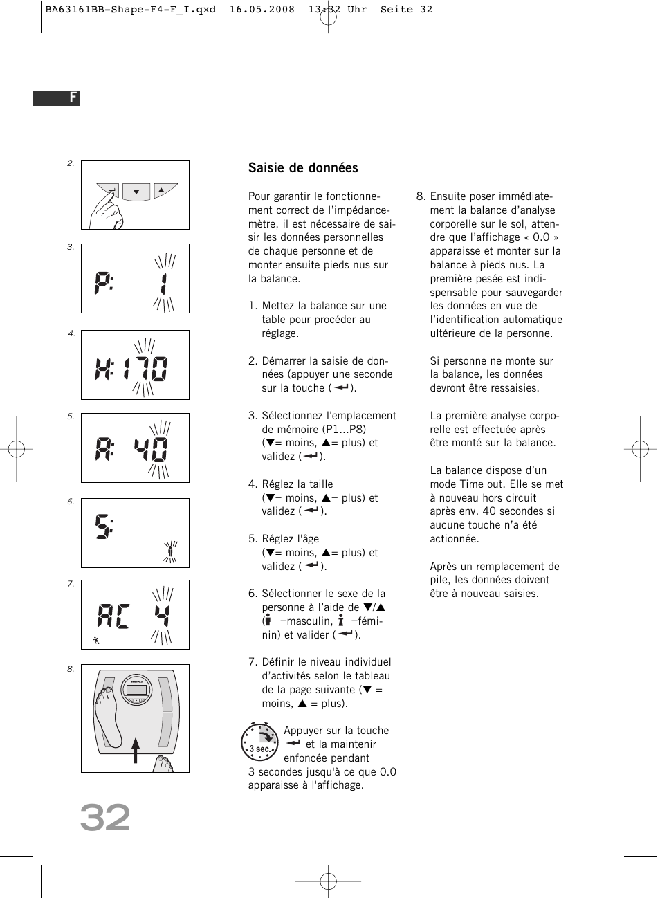 Saisie de données | SOEHNLE Shape F4 User Manual | Page 32 / 240