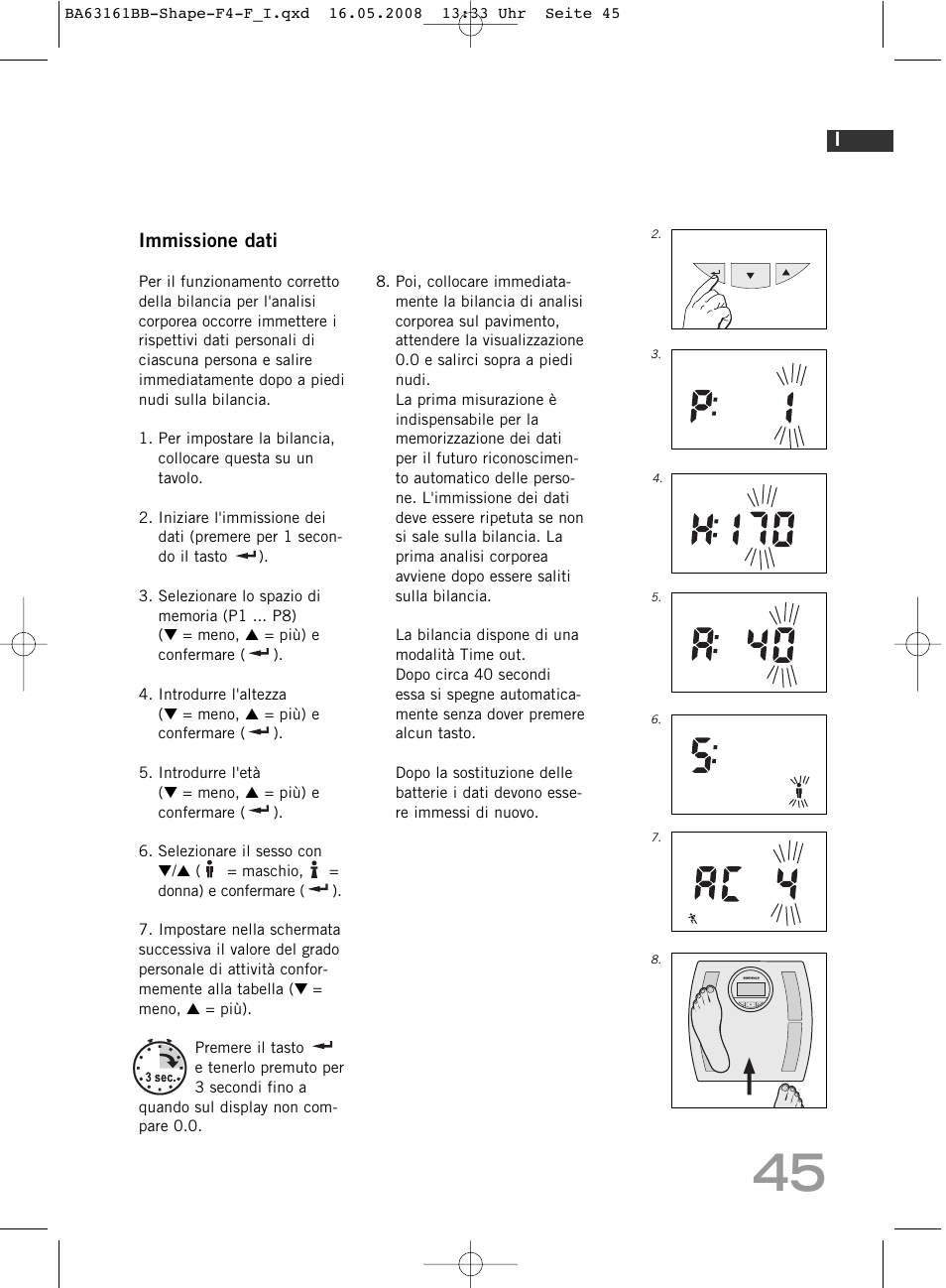 Immissione dati | SOEHNLE Shape F4 User Manual | Page 45 / 240