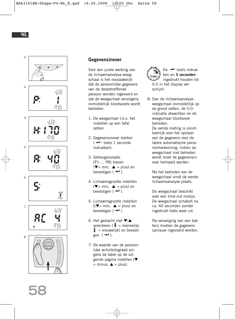 Gegevensinvoer | SOEHNLE Shape F4 User Manual | Page 58 / 240