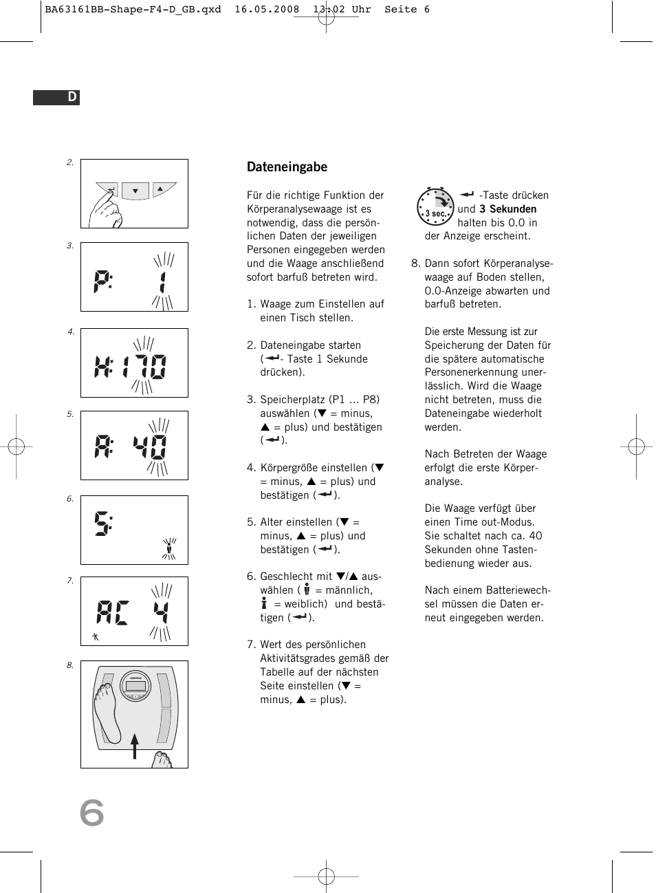 Dateneingabe | SOEHNLE Shape F4 User Manual | Page 6 / 240
