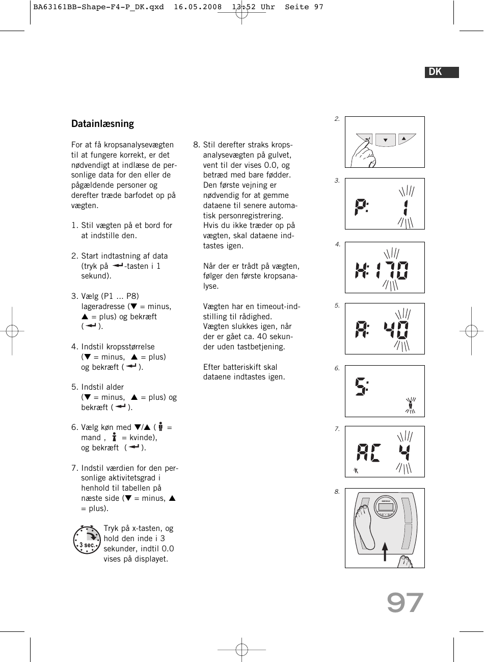 Datainlæsning | SOEHNLE Shape F4 User Manual | Page 97 / 240