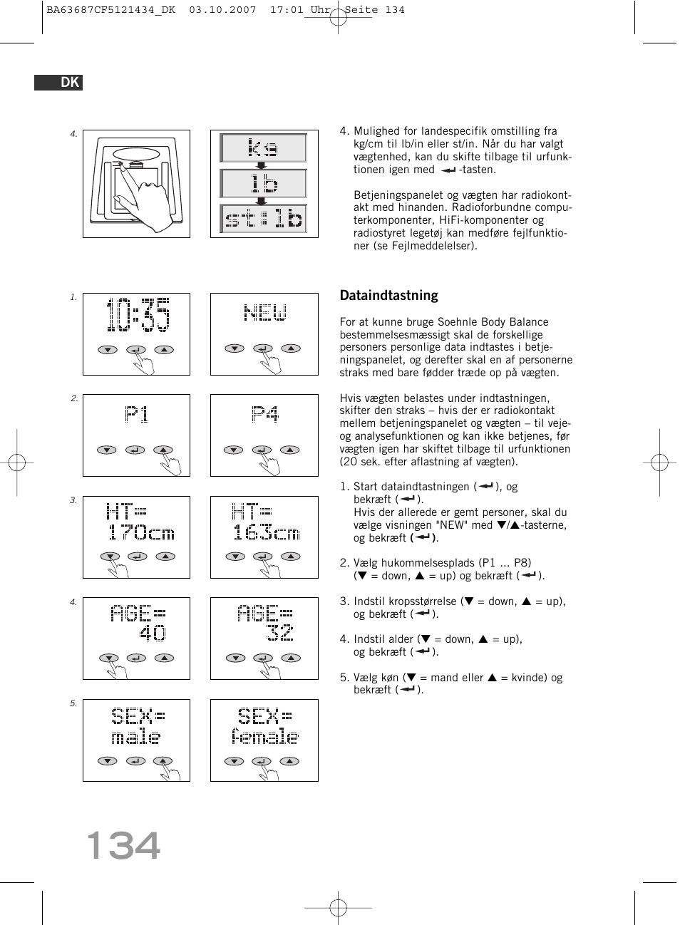 Dataindtastning | SOEHNLE Body Balance Slim F5 User Manual | Page 134 / 292