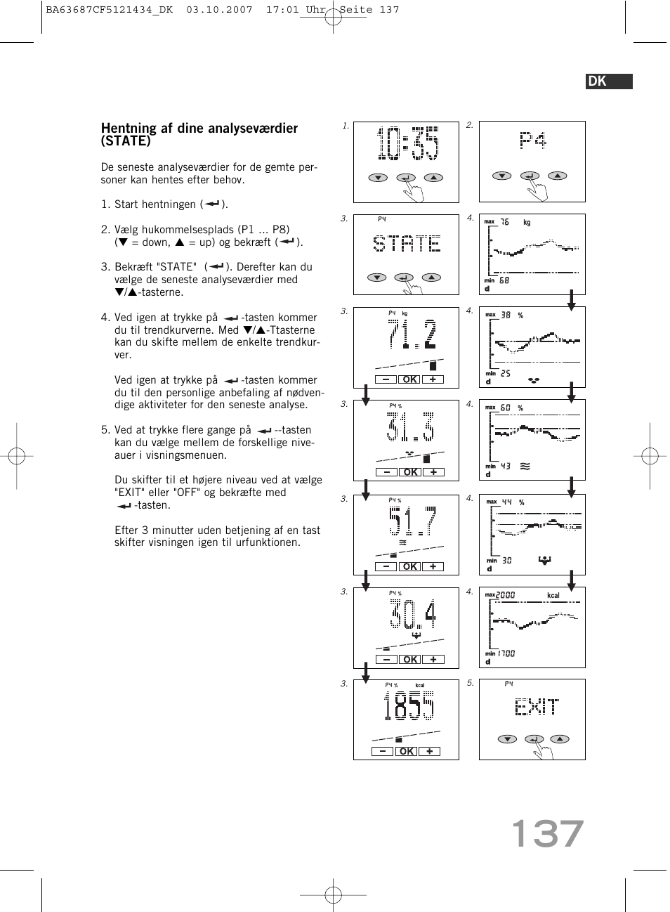 Hentning af dine analyseværdier (state) | SOEHNLE Body Balance Slim F5 User Manual | Page 137 / 292