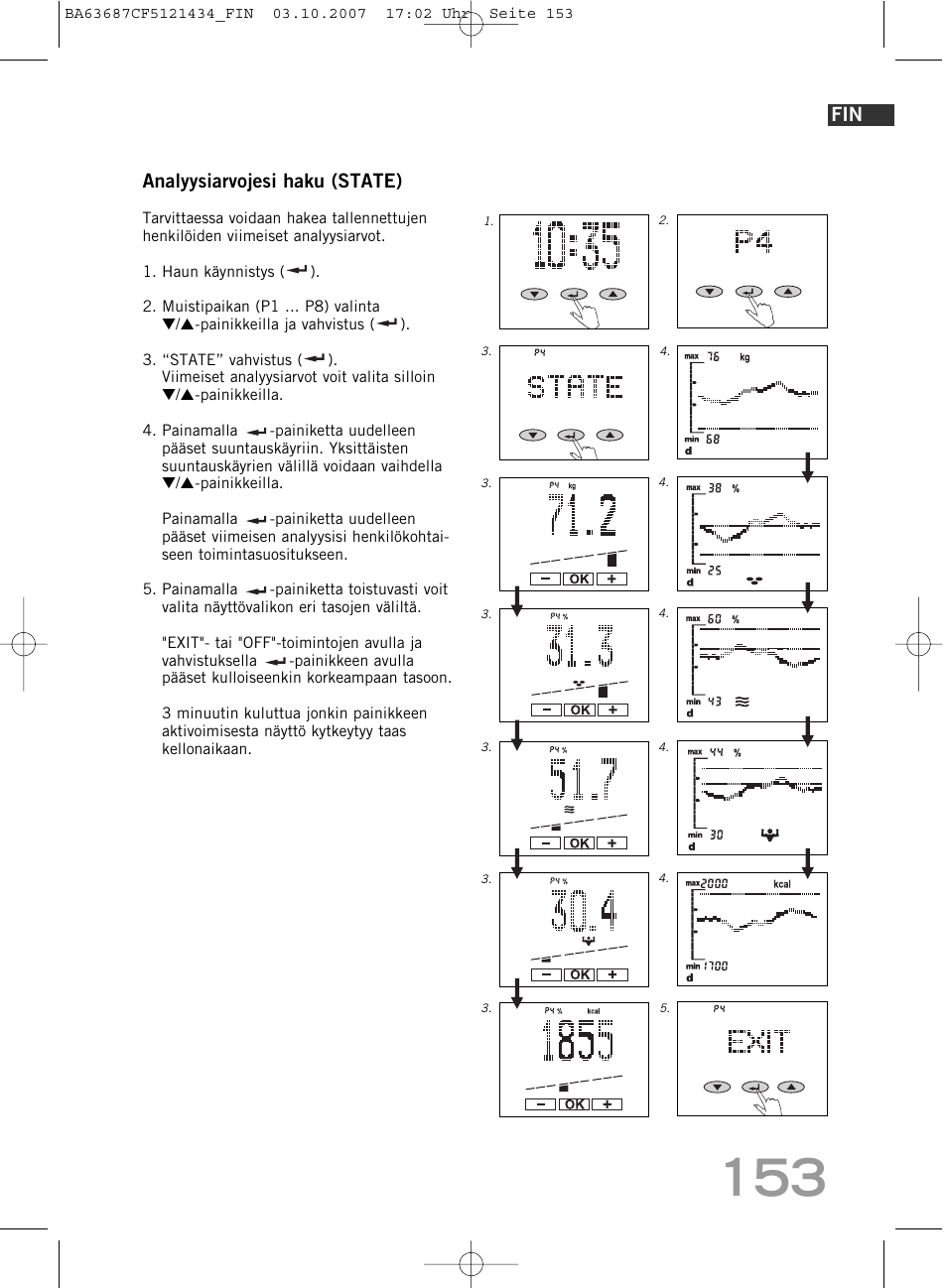 Analyysiarvojesi haku (state) | SOEHNLE Body Balance Slim F5 User Manual | Page 153 / 292