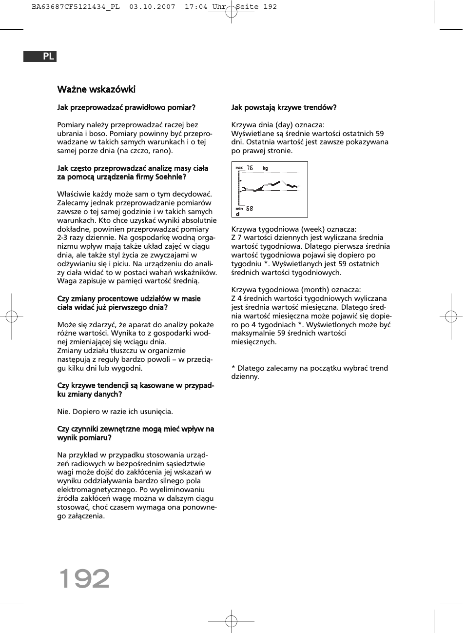Wwa aż żn ne e w wssk ka az zó ów wk kii | SOEHNLE Body Balance Slim F5 User Manual | Page 192 / 292