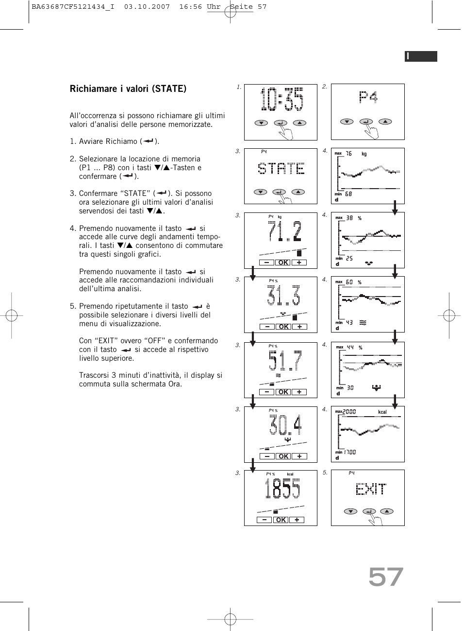 Richiamare i valori (state) | SOEHNLE Body Balance Slim F5 User Manual | Page 57 / 292