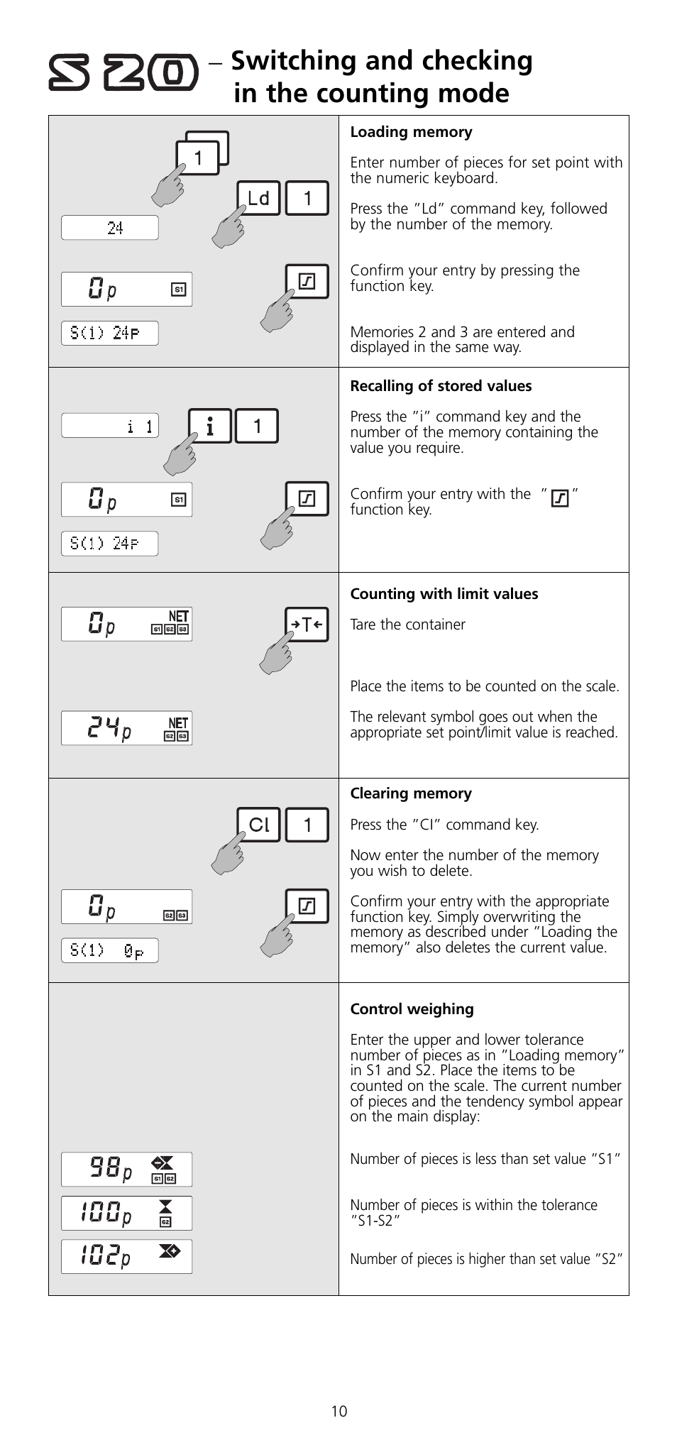 Switching and checking in the counting mode | SOEHNLE 2761 User Manual | Page 11 / 19