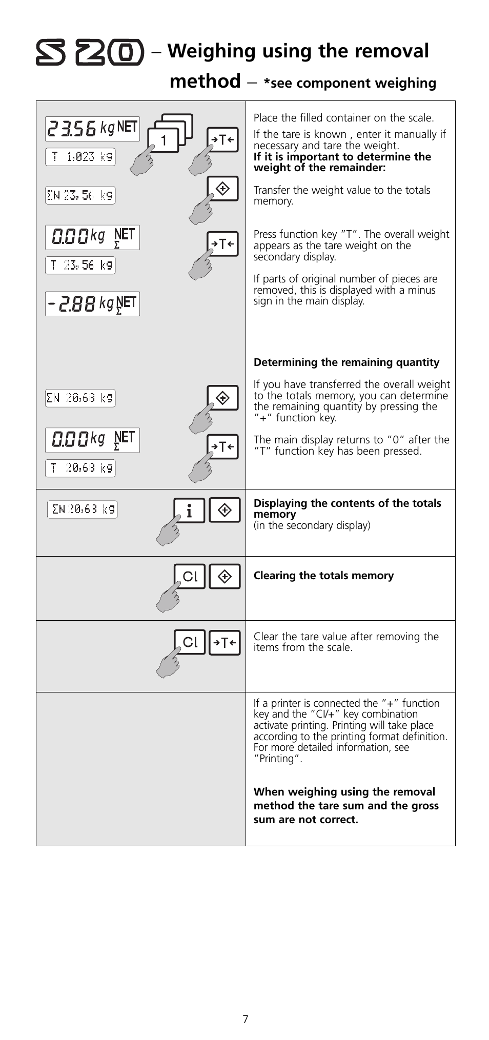 Weighing using the removal method, See component weighing | SOEHNLE 2761 User Manual | Page 8 / 19