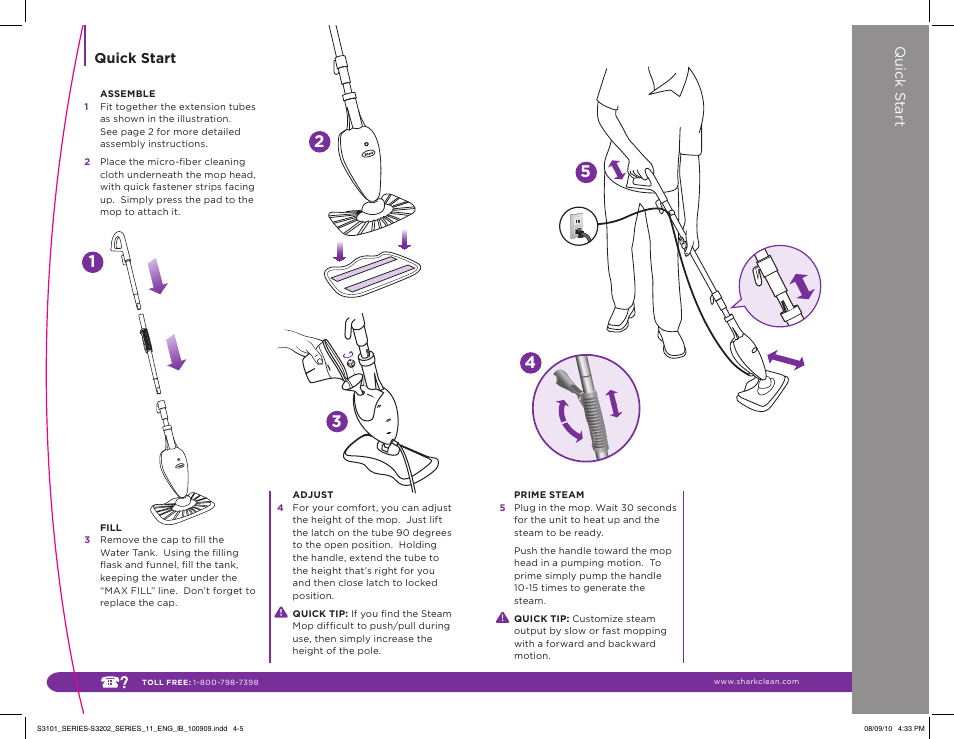 Quick start, Quick s tart | Shark S3202 User Manual | Page 3 / 11