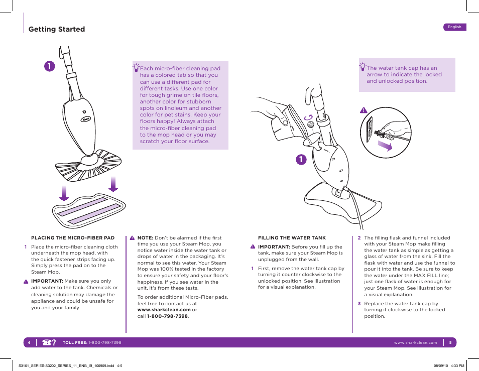 Getting started | Shark S3202 User Manual | Page 6 / 11