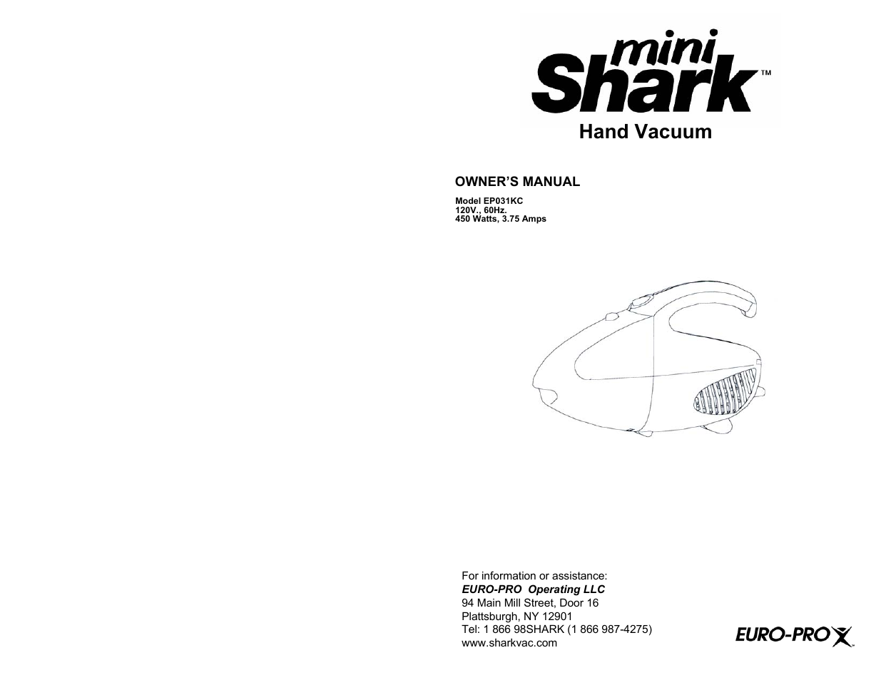 Shark EP031KC User Manual | 4 pages