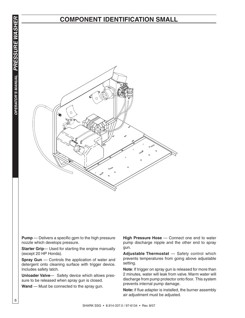 Component identification small, Pressure w asher | Shark SSG-503537E/G User Manual | Page 6 / 38