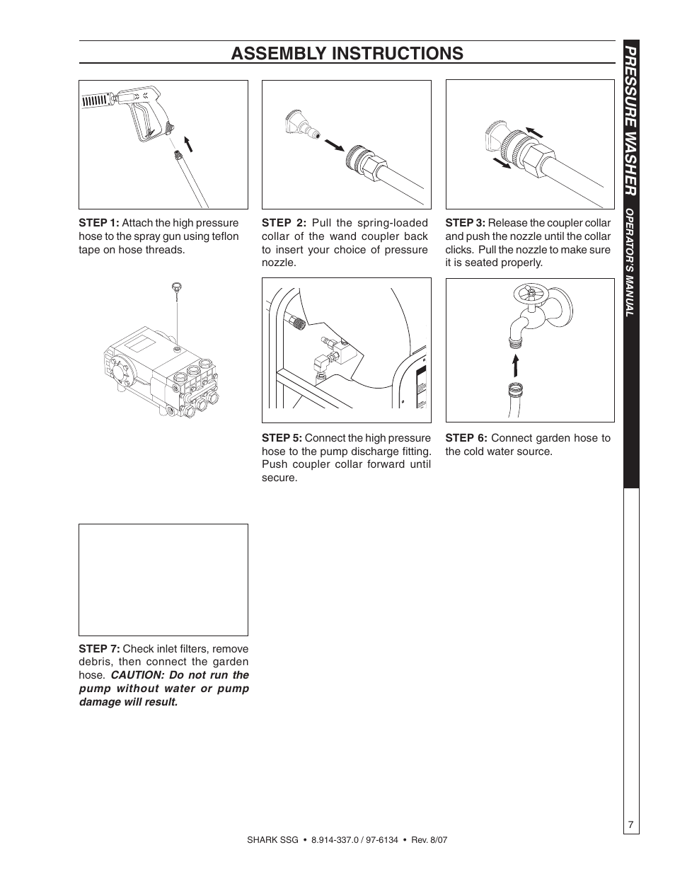 Assembly instructions, Pressure w asher | Shark SSG-503537E/G User Manual | Page 7 / 38