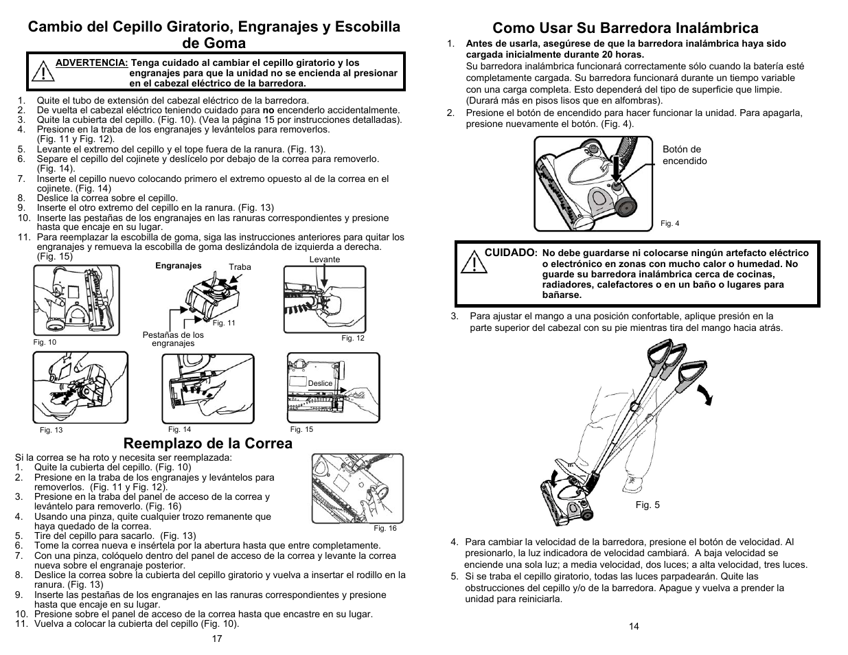 Como usar su barredora inalámbrica, Reemplazo de la correa | Shark UV617 User Manual | Page 15 / 16