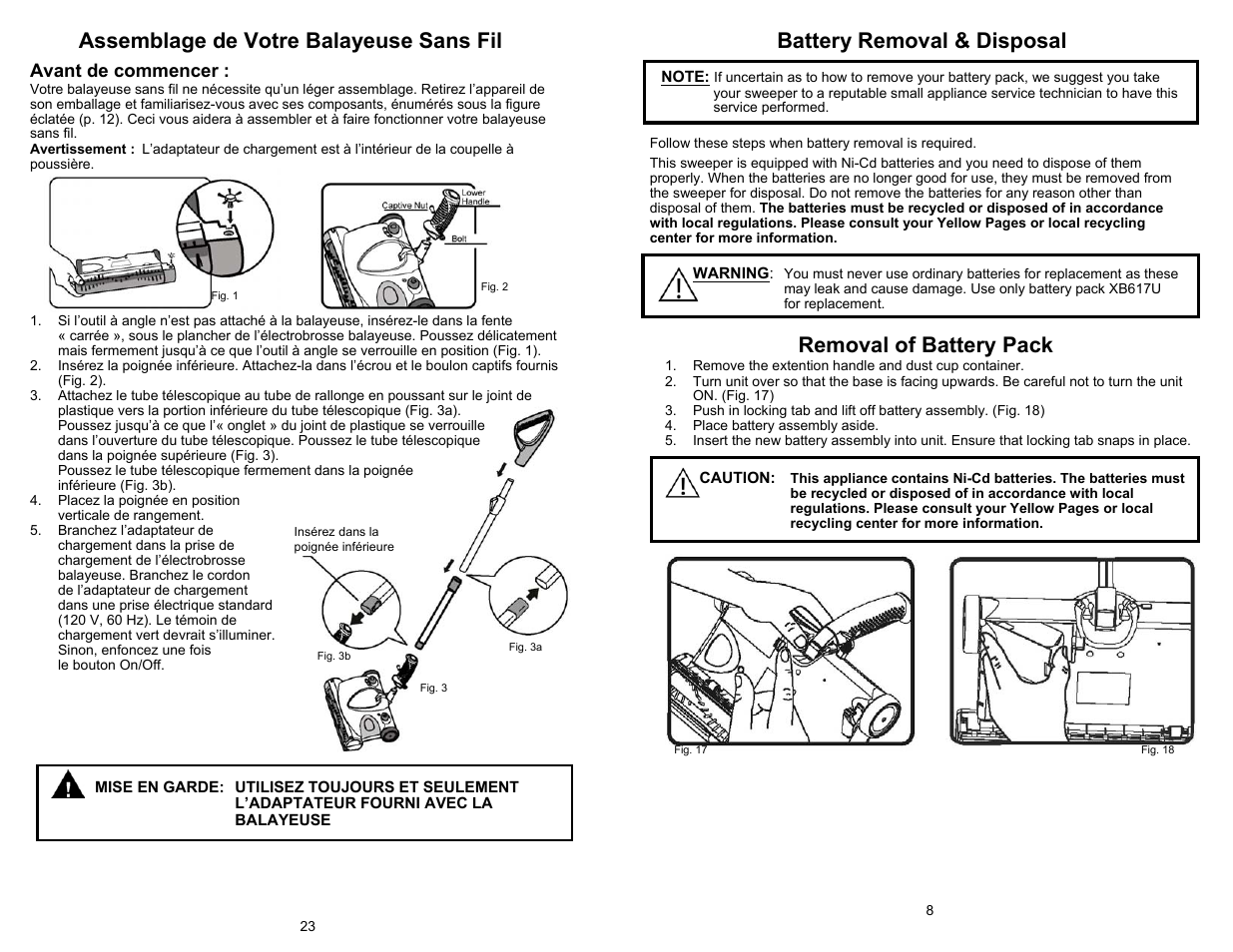 Removal of battery pack, Avant de commencer | Shark UV617 User Manual | Page 9 / 16