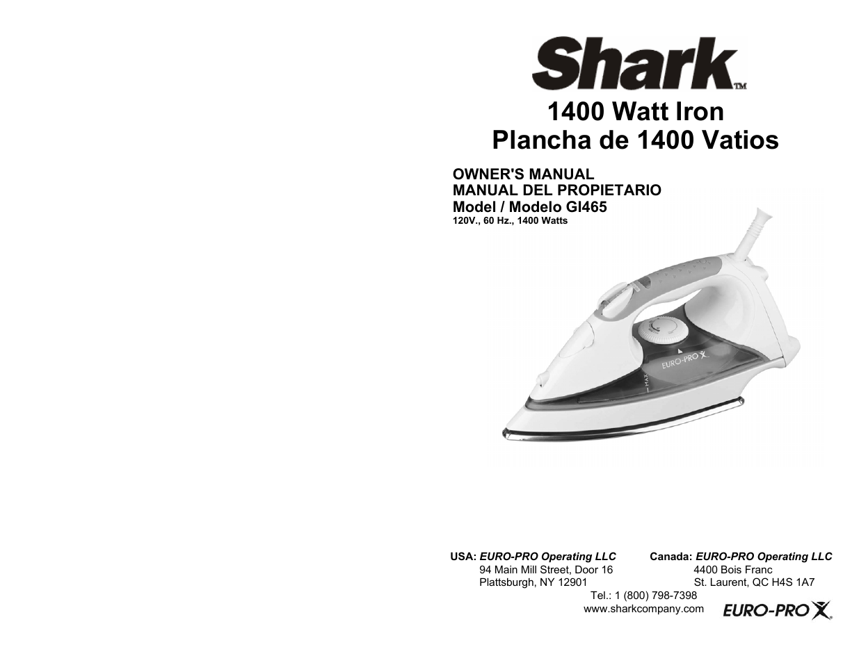 Shark GI465 User Manual | 12 pages