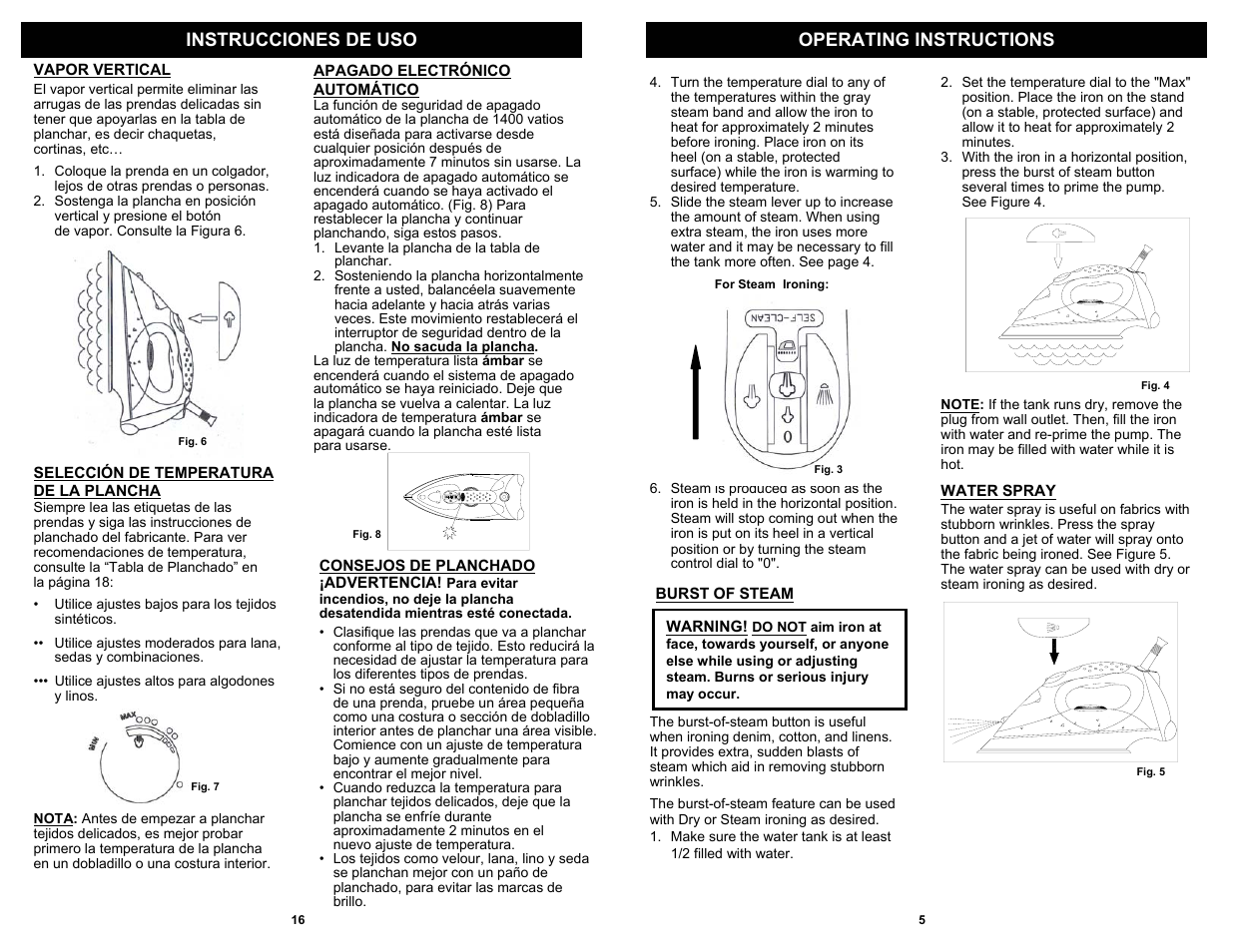 Instrucciones de uso operating instructions | Shark GI465 User Manual | Page 7 / 12