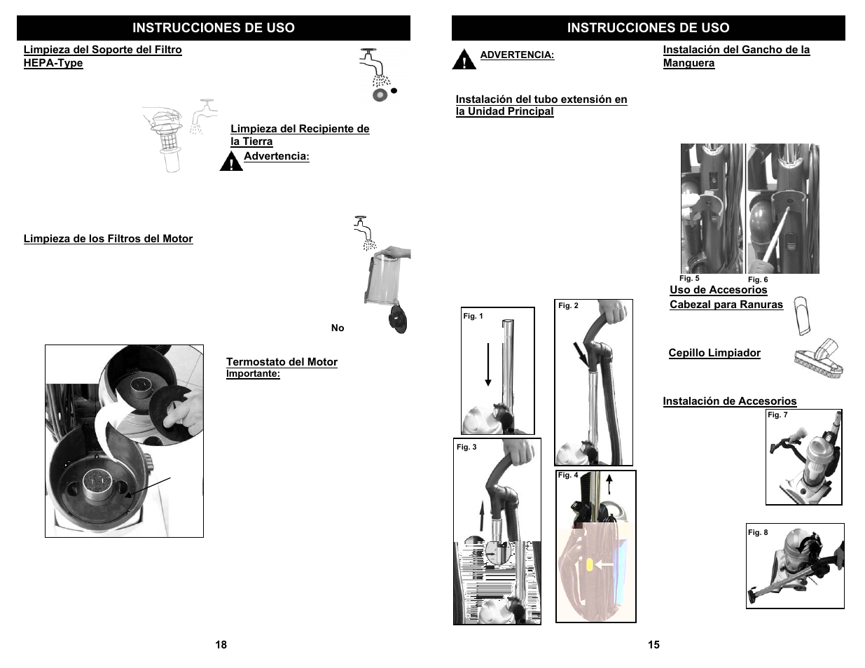 Instrucciones de uso | Shark S1209 User Manual | Page 17 / 18