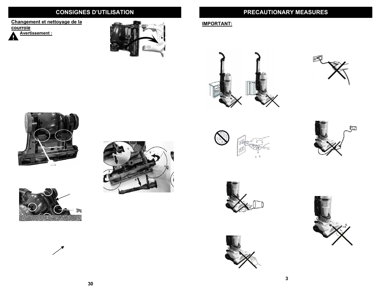 Precautionary measures consignes d’utilisation | Shark S1209 User Manual | Page 5 / 18