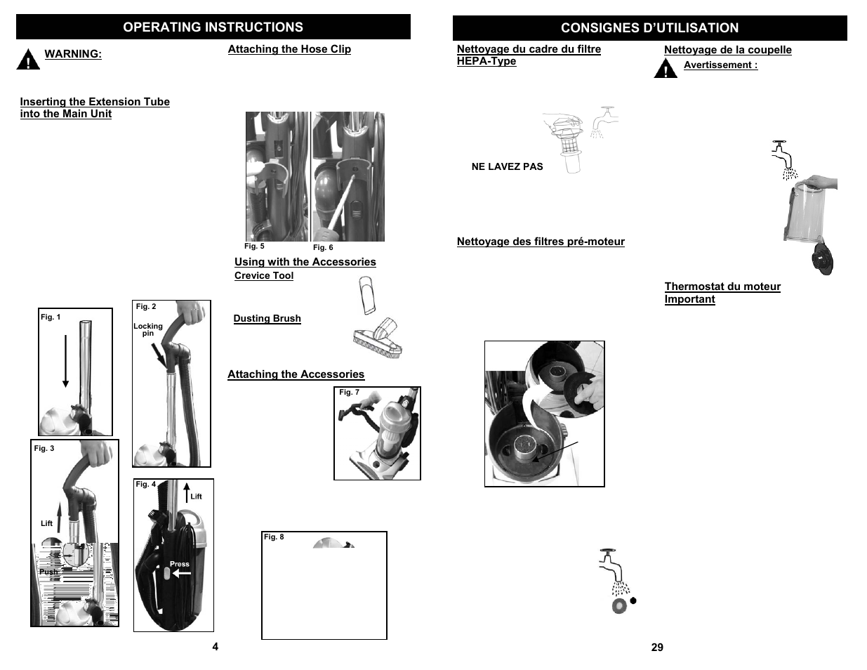 Operating instructions consignes d’utilisation | Shark S1209 User Manual | Page 6 / 18