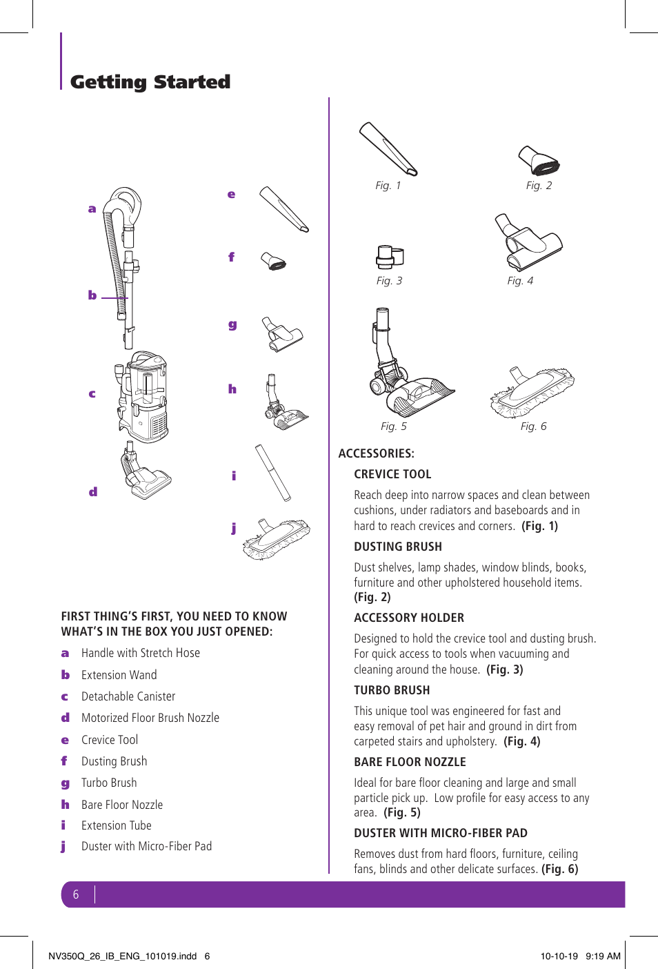 Getting started | Shark NV350Q User Manual | Page 6 / 20