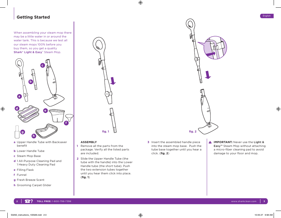 Getting started | Shark LIGHT & EASY S3250 11 User Manual | Page 5 / 11