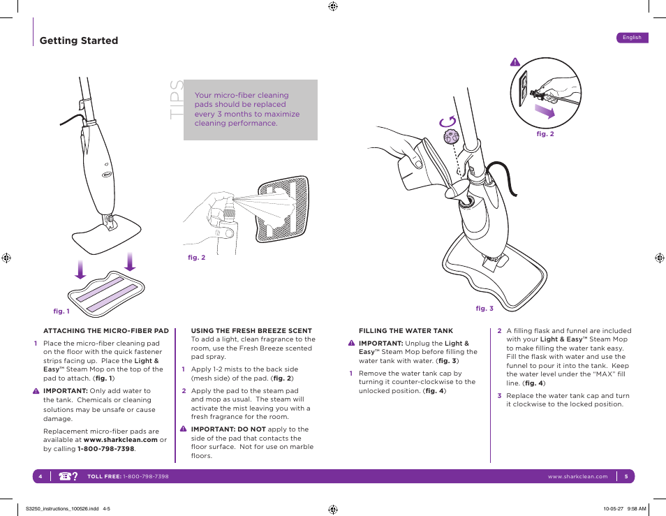 Getting started | Shark LIGHT & EASY S3250 11 User Manual | Page 6 / 11