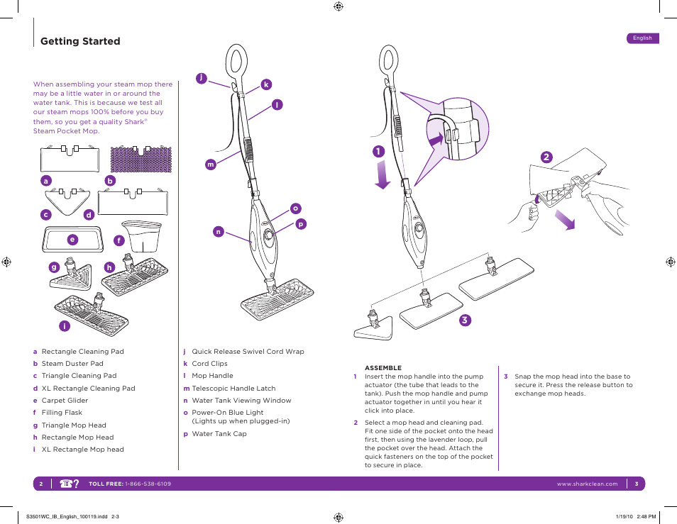Getting started | Shark S3501WC User Manual | Page 5 / 11