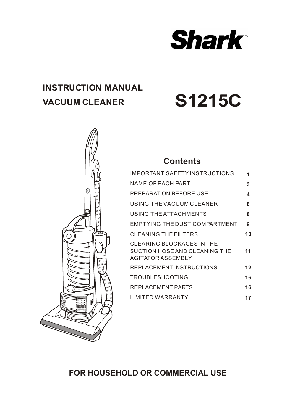 Shark S1215C User Manual | 19 pages