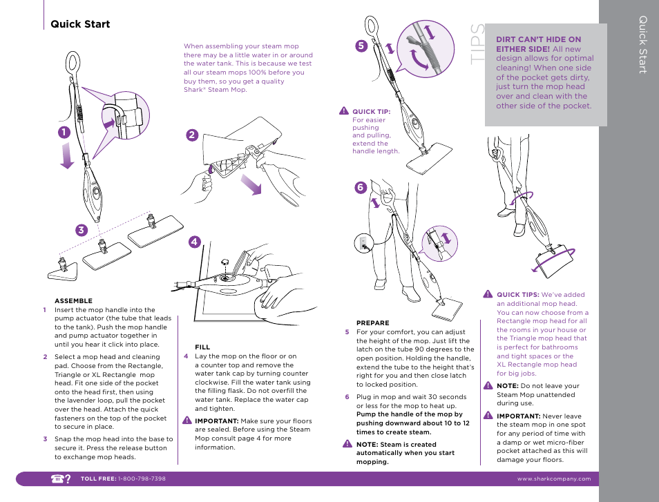 Quick start, Quick s tart | Shark S3501CO User Manual | Page 3 / 11
