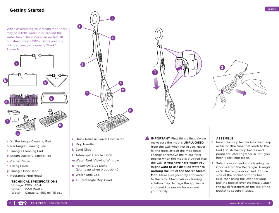 Getting started | Shark S3501CO User Manual | Page 5 / 11