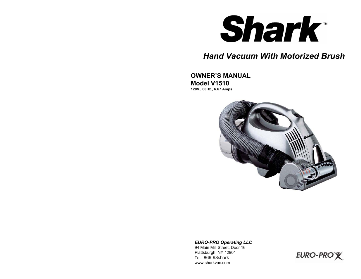 Shark V1510 User Manual | 6 pages