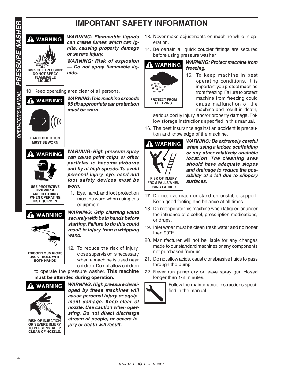 Important safety information, Pressure w asher | Shark BG-2820 User Manual | Page 4 / 30