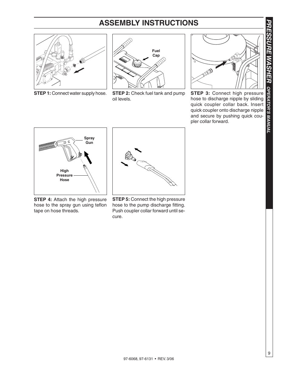 Assembly instructions, Pressure w asher | Shark HPB-3520 User Manual | Page 9 / 56